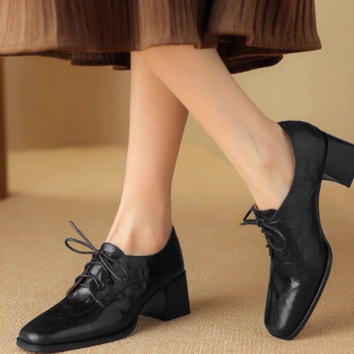 Oxford Lace Up Women - Chaussures Oxford à bout carré pour