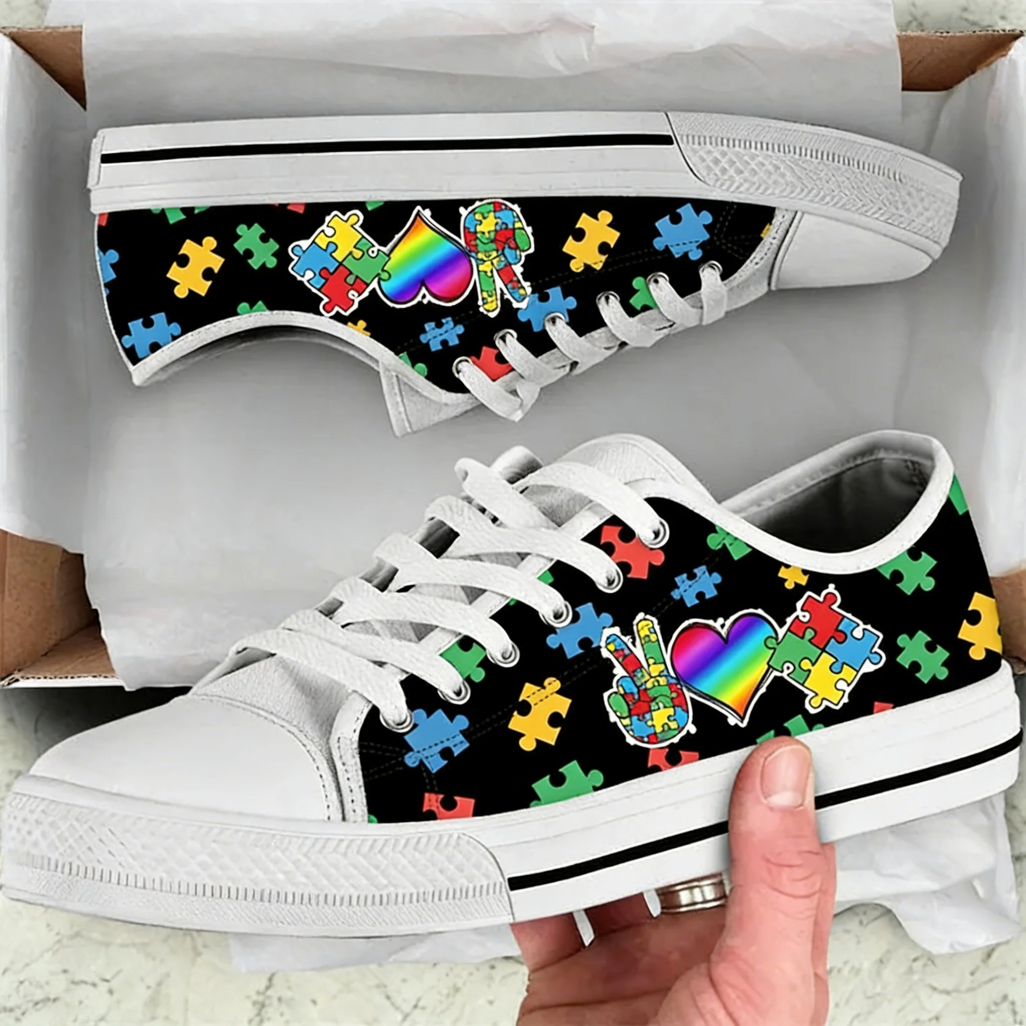 Women Shoes Tennis - Chaussures basses en toile tendance pour