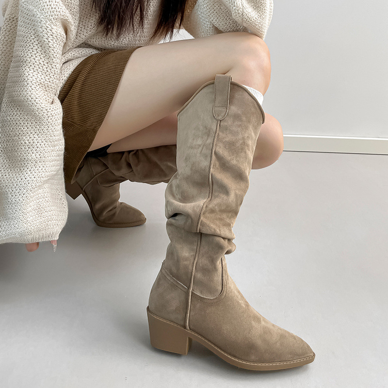Sock Boot Women - Bottes de chevalier en daim rétro