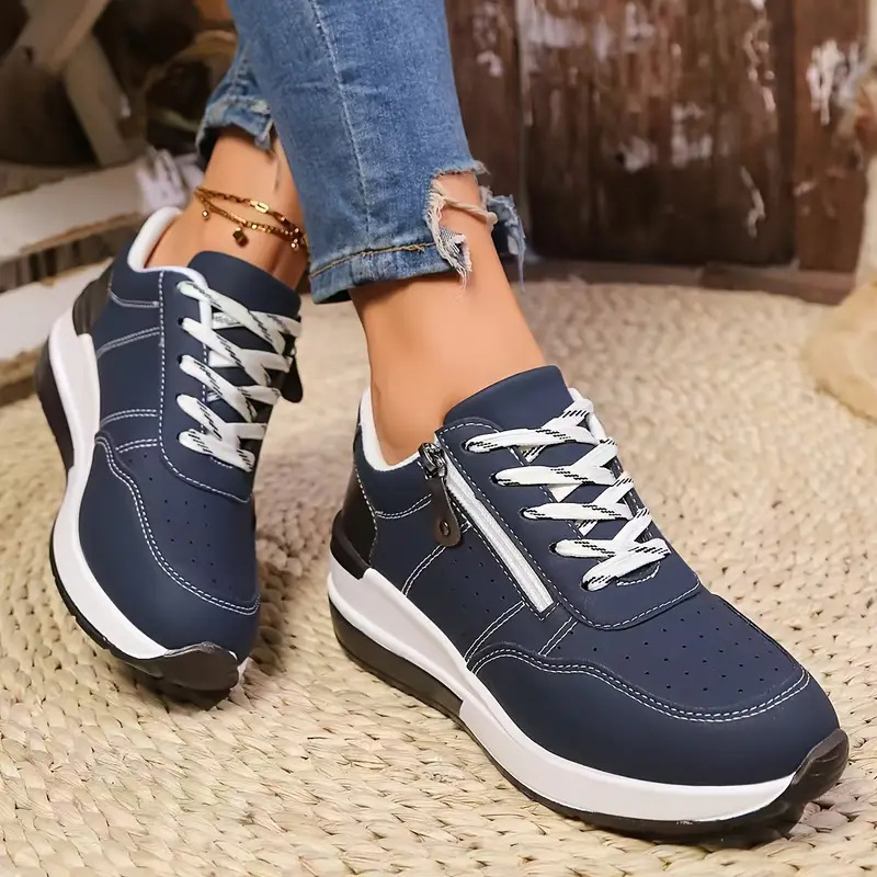 Oxford Lace Up Women - Baskets à plateforme avec fermeture éclair