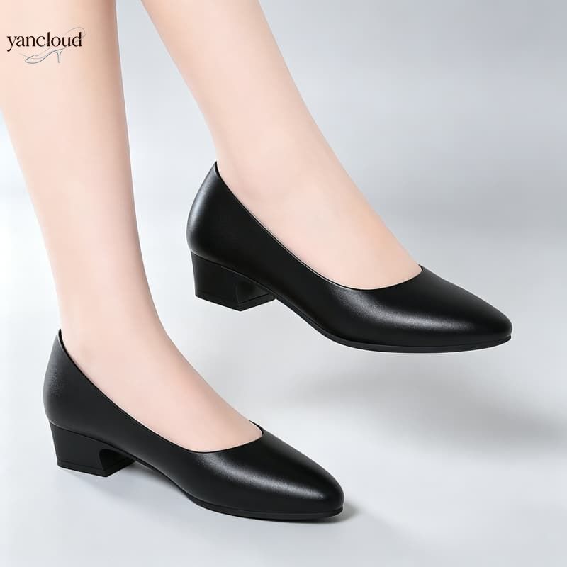 Court Heel Pointed - Chaussures élégantes en cuir souple pour
