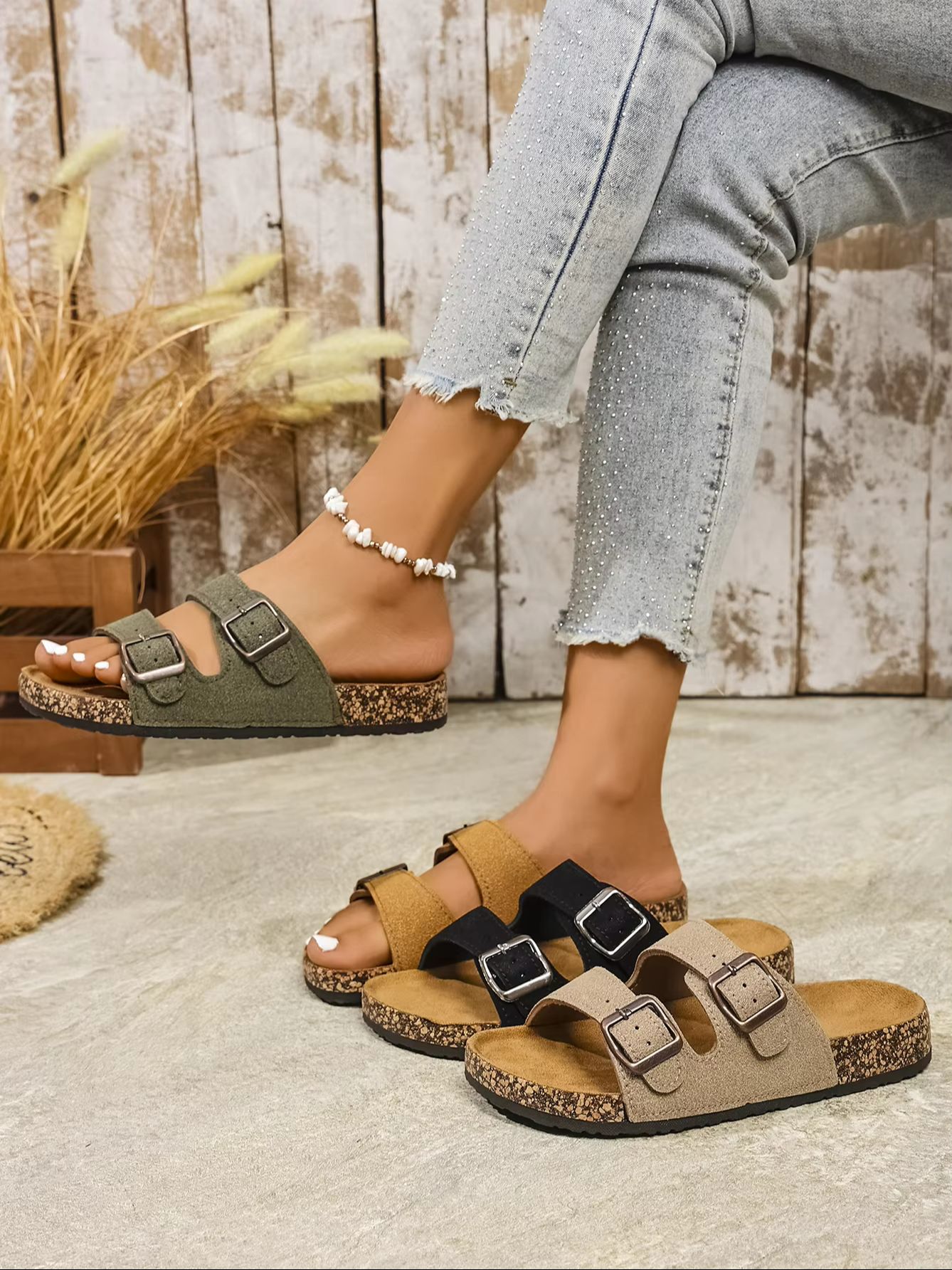 Mule Slip On - Pantoufles plates à talon plat pour