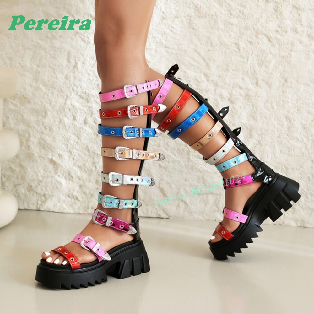 Sandales gladiateur colorées à - Knee High Boots Women avis et prix