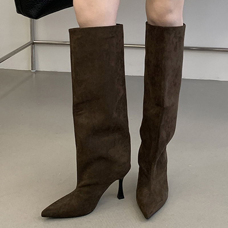 Bottines hautes à bout pointu, - Knee High Boots Women avis et prix