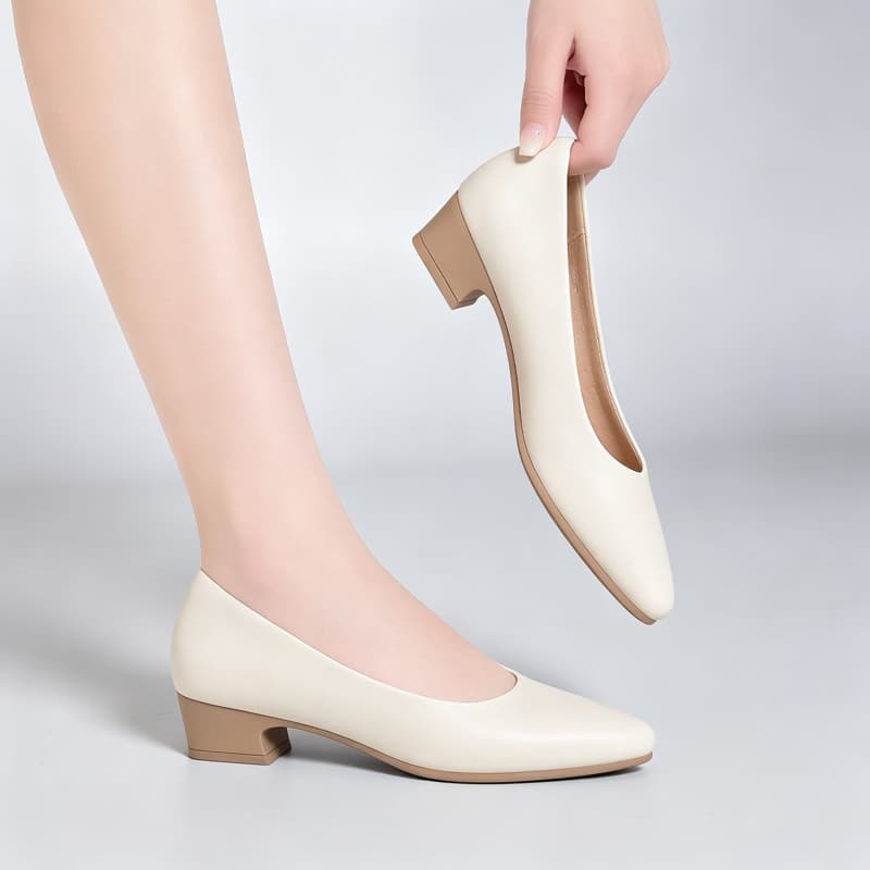 Chaussures élégantes en cuir s - Court Heel Pointed avis et prix