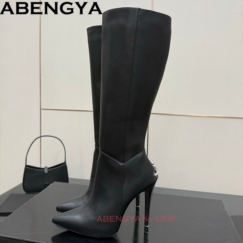 Bottes hautes en cuir noir pou - Knee High Boots Women avis et prix