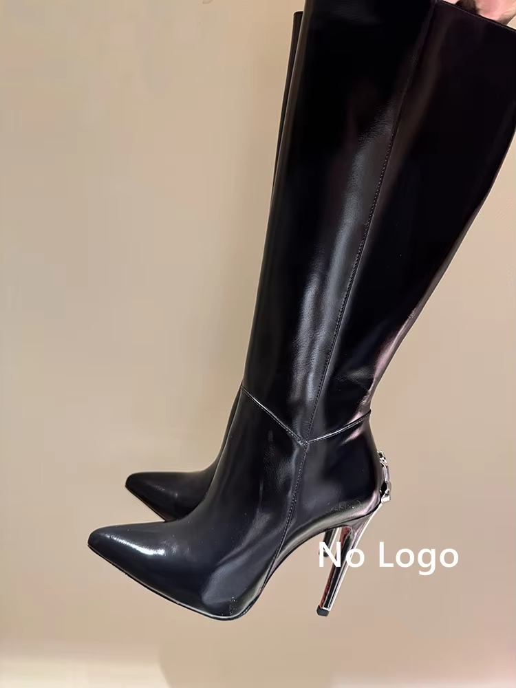 Bottes hautes en cuir noir pou - Knee High Boots Women avis et prix