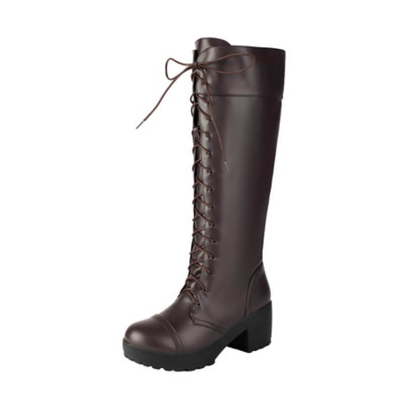 Bottes de combat hautes à lace - Knee High Boots Women avis et prix